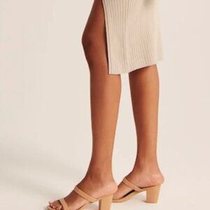 Abercrombie & Fitch Nude Double Strap Heel Sandals